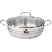 Жаровня нерж. сталь 18/10 D26 4,5л крышка стекло инд. упак. R-1/269 /4шт/ Маруся  