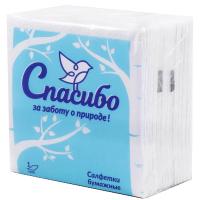 Салфетки бумажные 1 слой "Plushe" Спасибо за заботу о природе" 22,5*22,5см 70 листов белые 