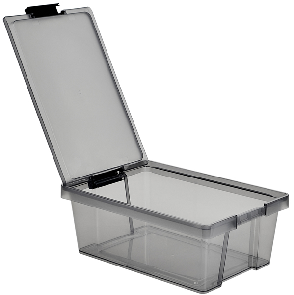 Ящик ХЕНДИ 36*24,5*13,5см с крышкой 7,5л черный прозрачный М2901 /17шт/М-пласт
