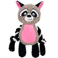 Игрушка с Енот с пищалкой канатиком текстиль серый 24х10х6см/Ти119/Евро