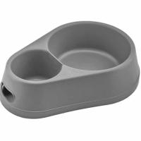 Миска двойная пластик Прованс 150*600мл серая/2211/Дарэлл