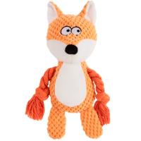 Игрушка с Лисенок с пищалкой канатиком текстиль оранжевый 24х10х6см/Ти109/Евро
