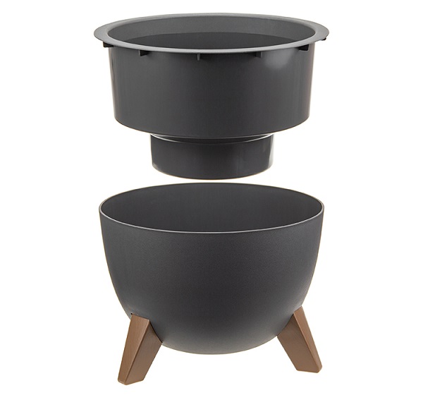 Кашпо ФЛОРИАН D250 4,2л графитовый с вставкой М3186 /5шт/М-пласт 