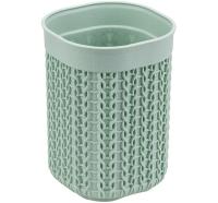 Стакан для зубной щетки и пасты ВЯЗАНИЕ фисташковый М2237