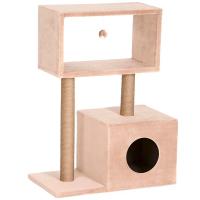 Когтеточка КУБ с мезонином джут 60х35х85см 7 КД-14 бежевый