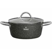 Кастрюля 4л эмаль с антипр. покр. индук. дно крышка стекло серый гранит R-28840 /6шт/ Маруся 