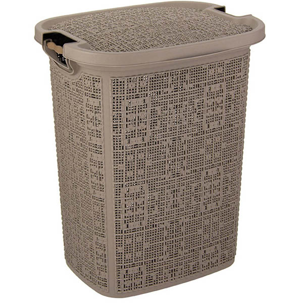 Корзина д/белья 30л БЯЗЬ французский серый М2622 /5шт/М-пласт