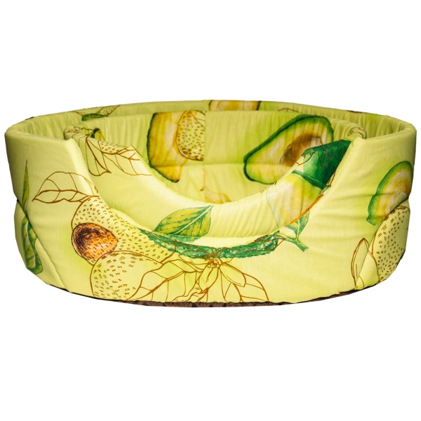 Лежанка овальная стеганая поролоновая хлопок Авокадо 42*34*18см/DONBARON