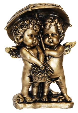 Ангелочки под зонтом L11,5W9,5H15,5см сусальное золото 626441/А029