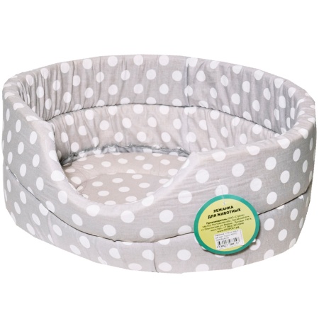 Лежанка овальная стеганая поролоновая хлопок Горох МИКС 42*34*18см/DONBARON