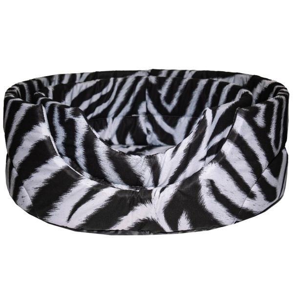 Лежанка овальная стеганая поролоновая САФАРИ ЗЕБРА СЕРАЯ  52*46*20см/DONBARON