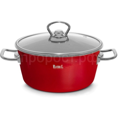 Кастрюля 3,5л эмаль стекл. крышка в инд. упаковке красный R1022 /6шт/ Маруся  