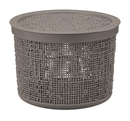 Коробка д/хранения БЯЗЬ 2л(круглая) французский серый с крышкой М2328