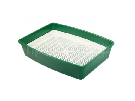 Туалет для кошек глубокий с сеткой зеленый ВАКА 